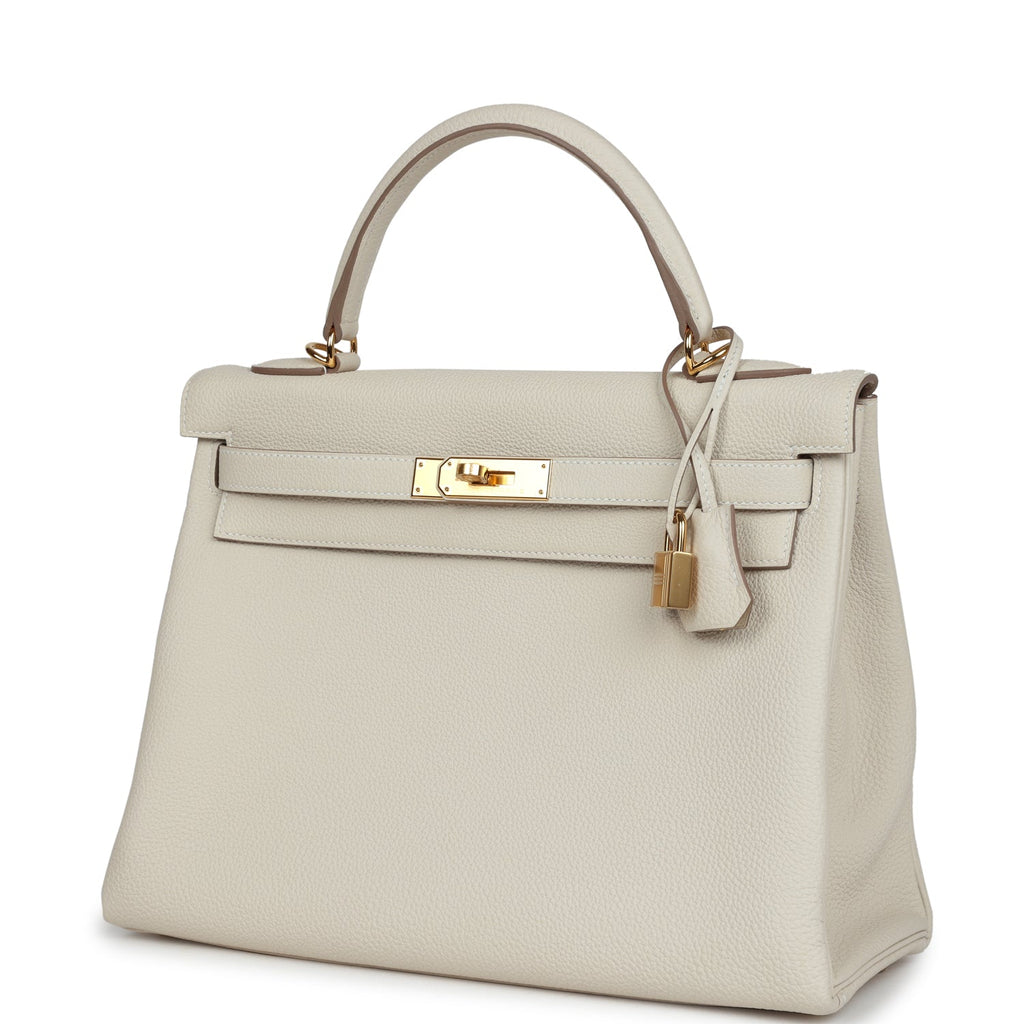 Hermes Kelly Retourne 32 Craie Togo Gold Hardware - Exclusu