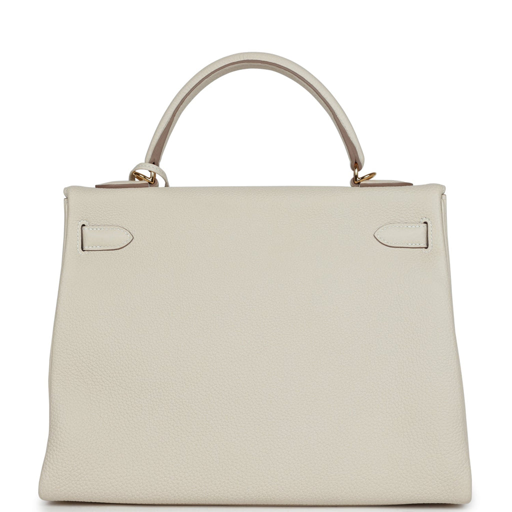 Hermes Kelly Retourne 32 Craie Togo Gold Hardware - Exclusu