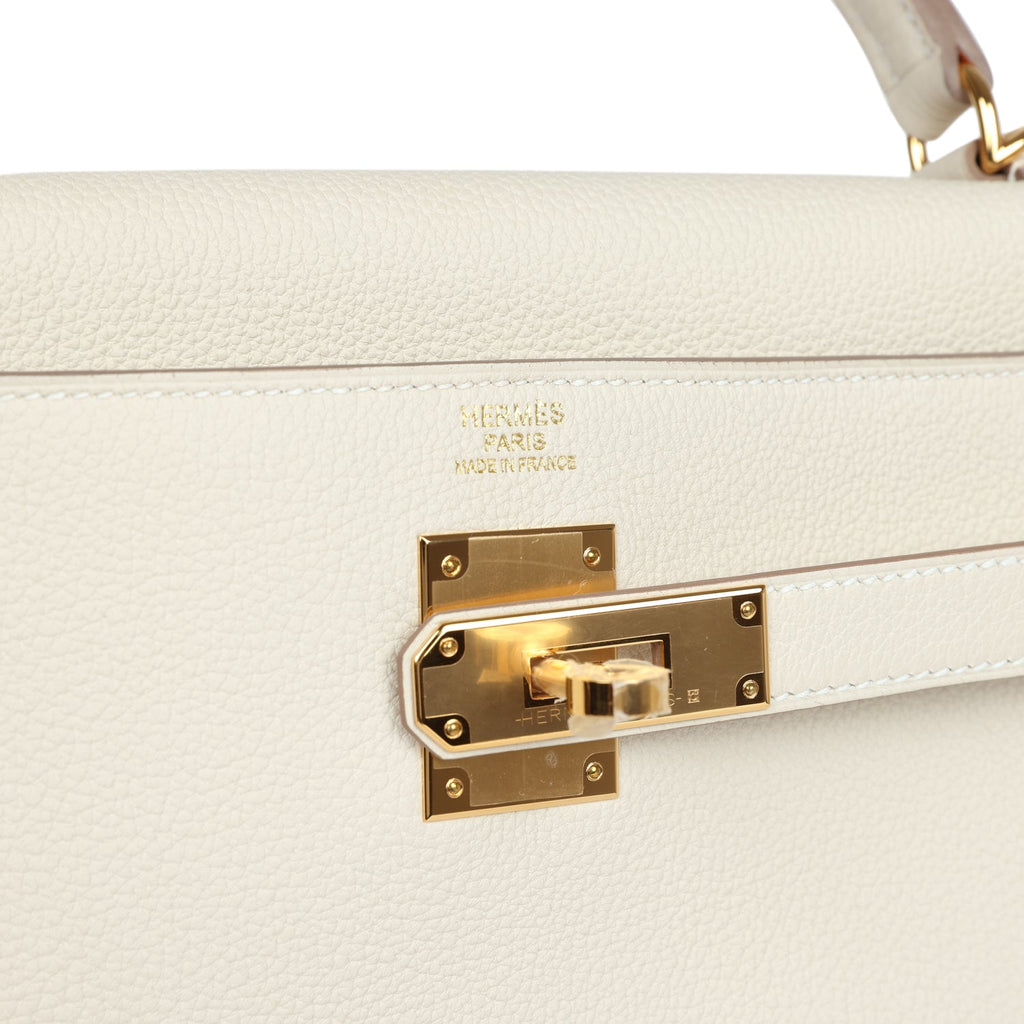 Hermes Kelly Retourne 32 Craie Togo Gold Hardware - Exclusu