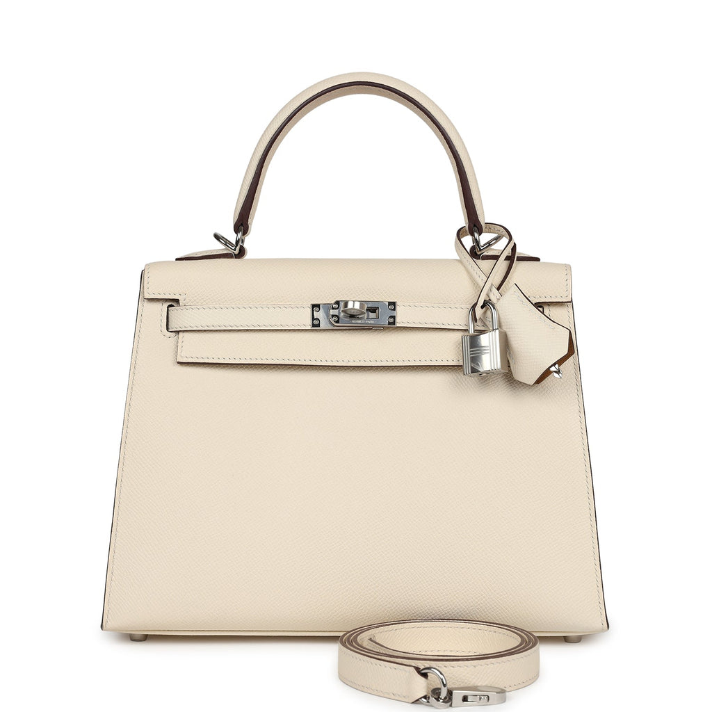 Hermes Kelly Sellier 25 Nata Verso Epsom Palladium Hardware - Exclusu