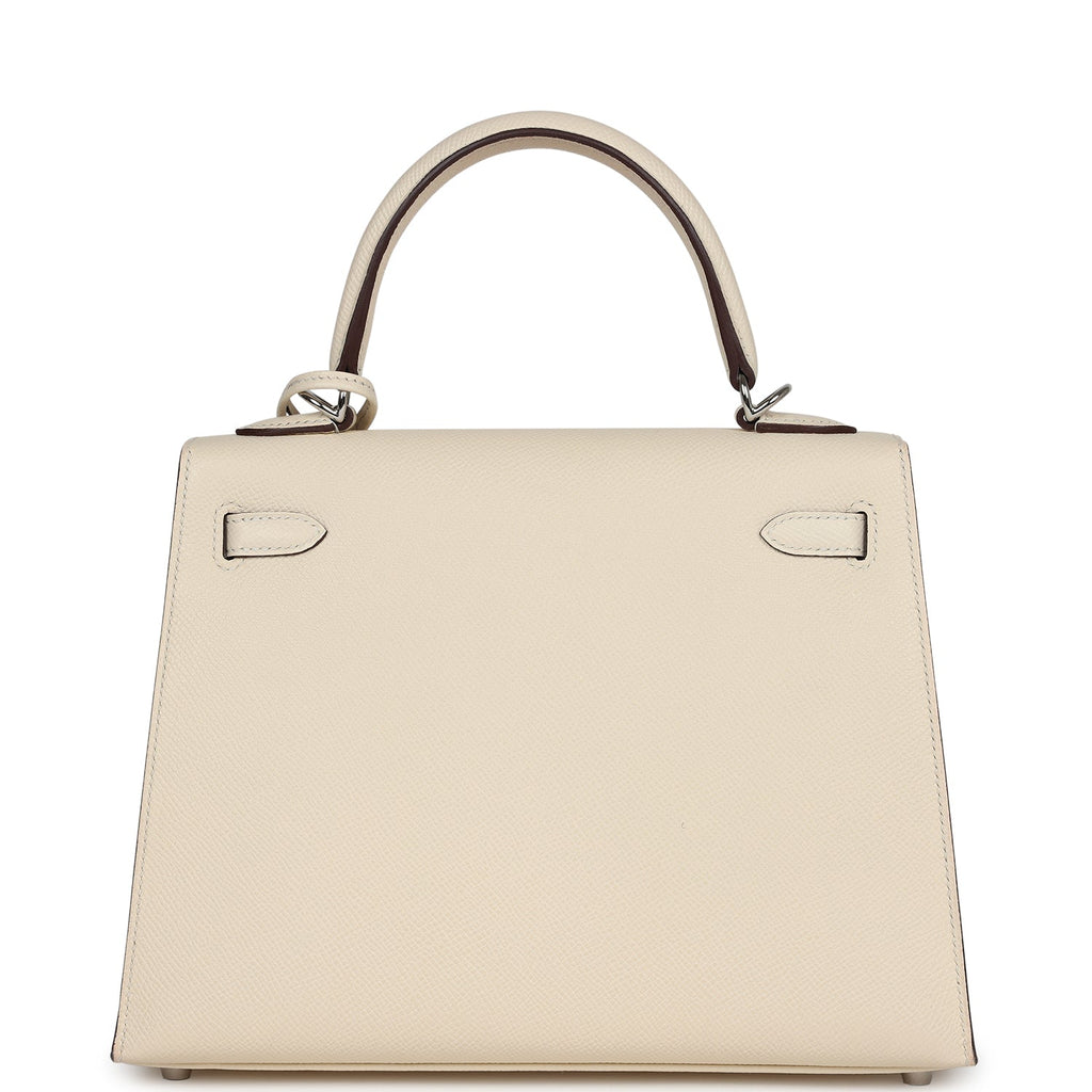 Hermes Kelly Sellier 25 Nata Verso Epsom Palladium Hardware - Exclusu