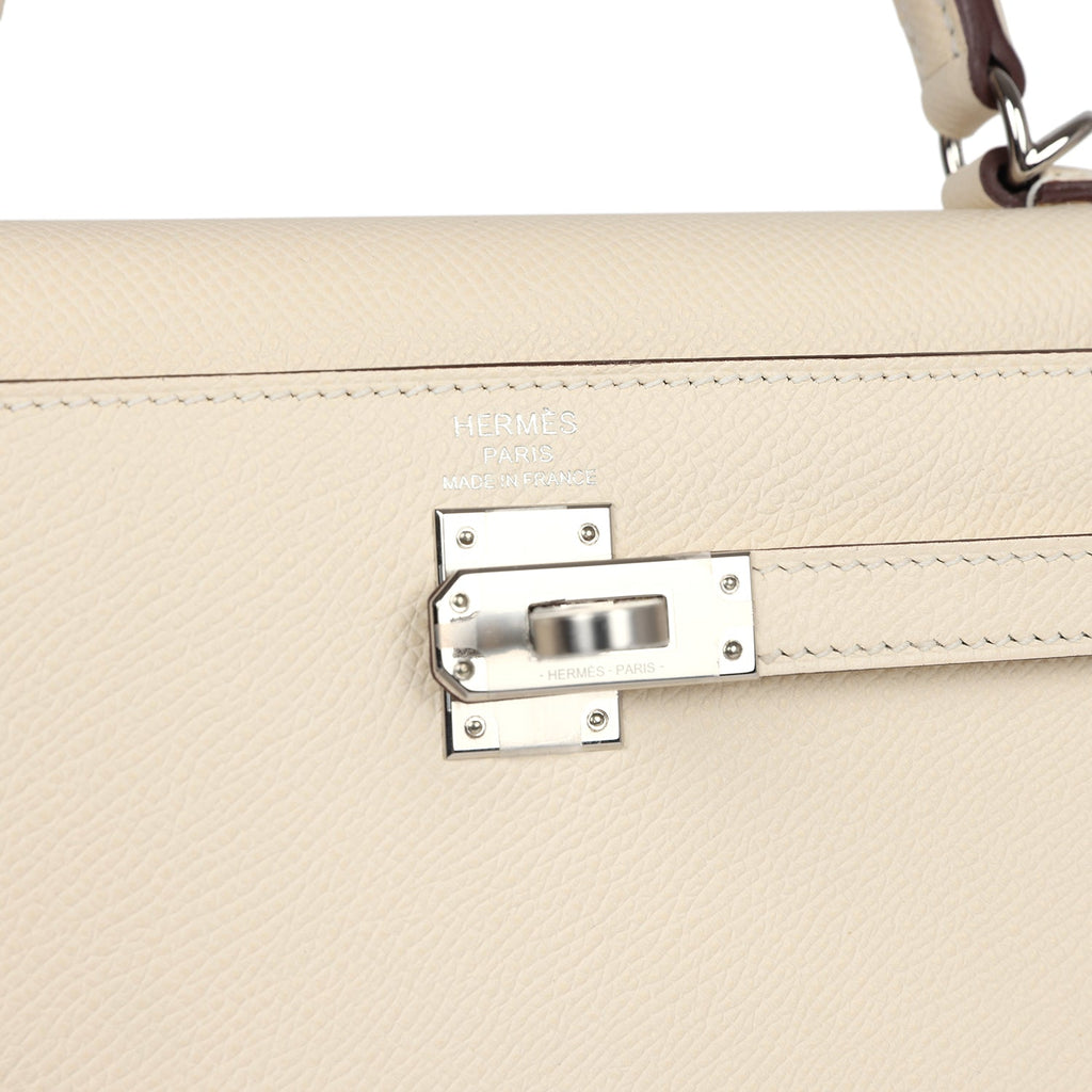 Hermes Kelly Sellier 25 Nata Verso Epsom Palladium Hardware - Exclusu