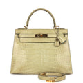 Hermes Kelly 28 Vert Celadon Natura Shiny Alligator Gold Hardware - Exclusu