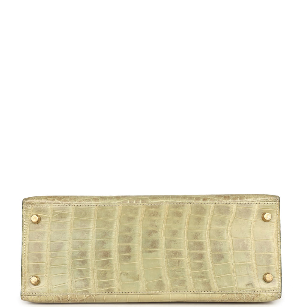 Hermes Kelly 28 Vert Celadon Natura Shiny Alligator Gold Hardware - Exclusu