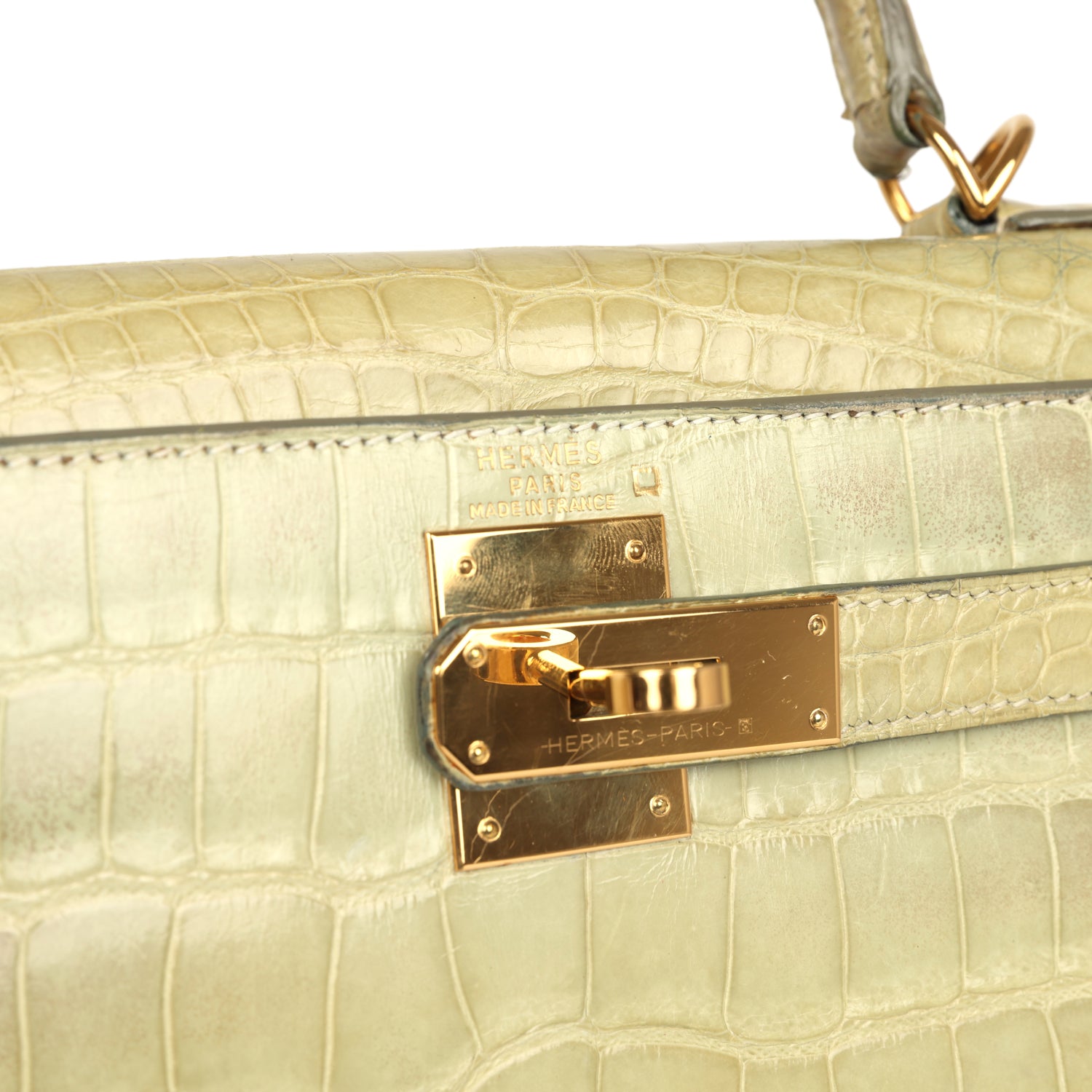 Hermes Kelly 28 Vert Celadon Natura Shiny Alligator Gold Hardware - Exclusu