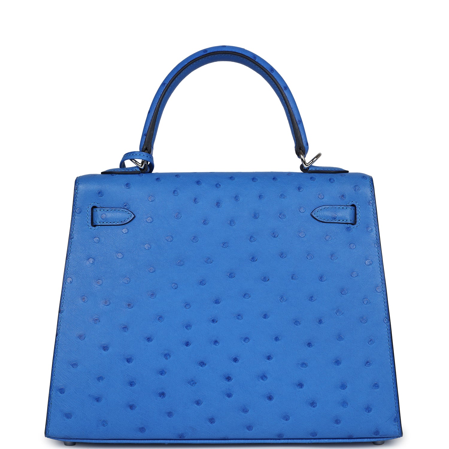 Hermes Kelly Sellier 25 Bleuet Ostrich Palladium Hardware - Exclusu