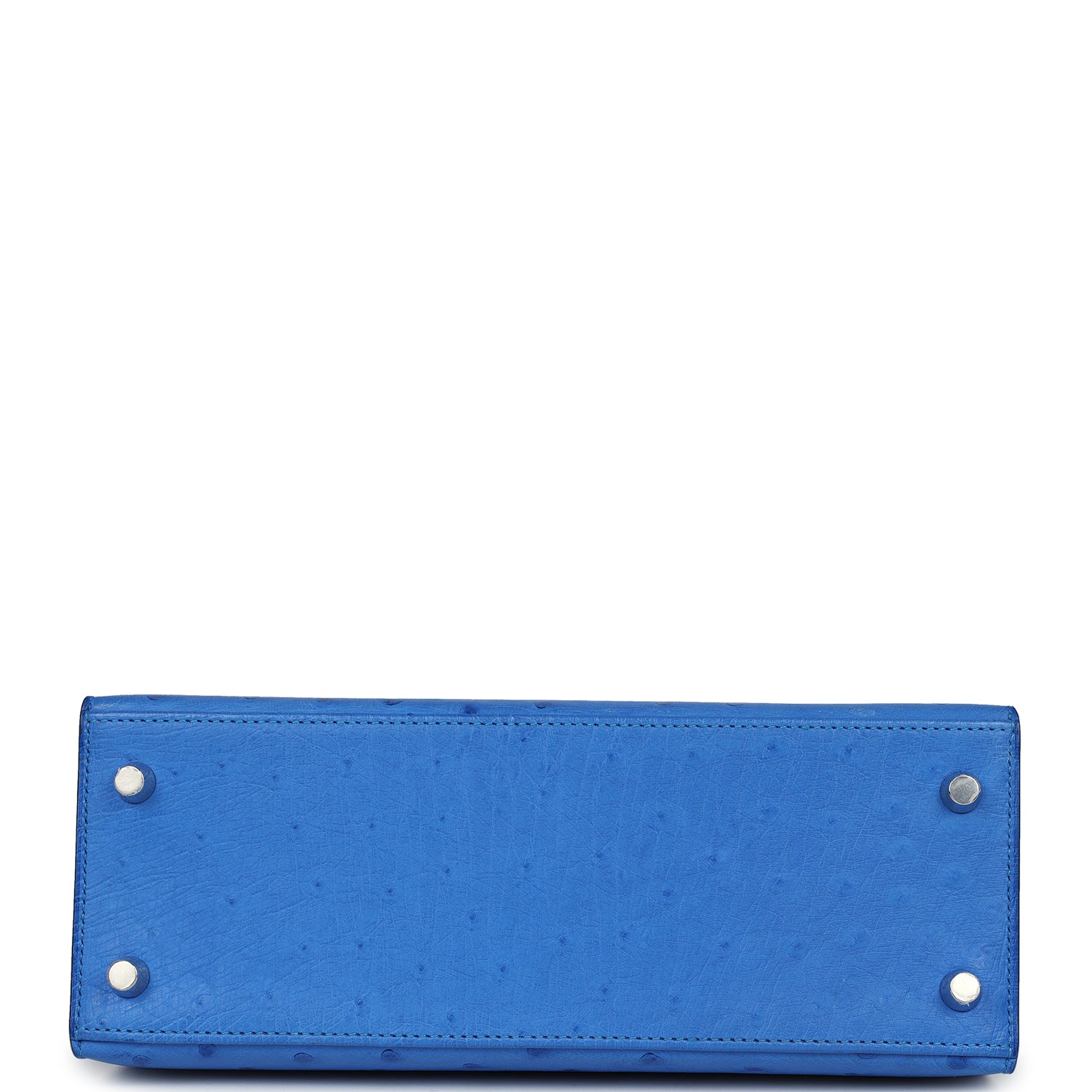 Hermes Kelly Sellier 25 Bleuet Ostrich Palladium Hardware - Exclusu