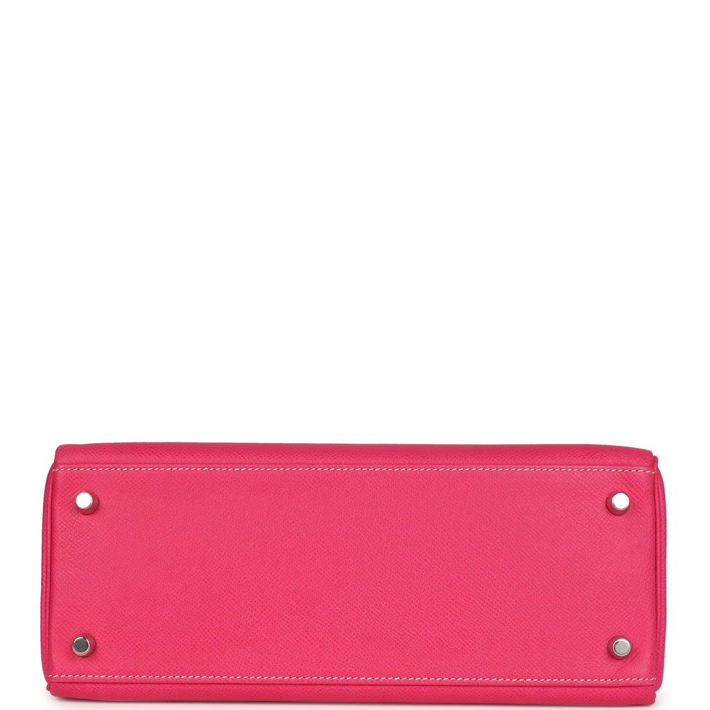 Hermes Kelly Retourne 28 Rose Tyrien Candy Epsom Palladium Hardware - Exclusu