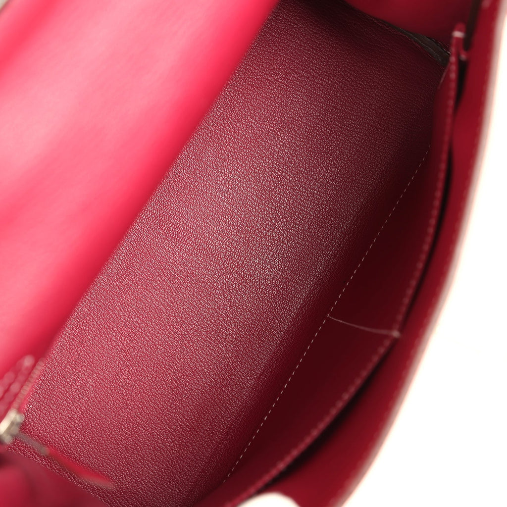 Hermes Kelly Retourne 28 Rose Tyrien Candy Epsom Palladium Hardware - Exclusu