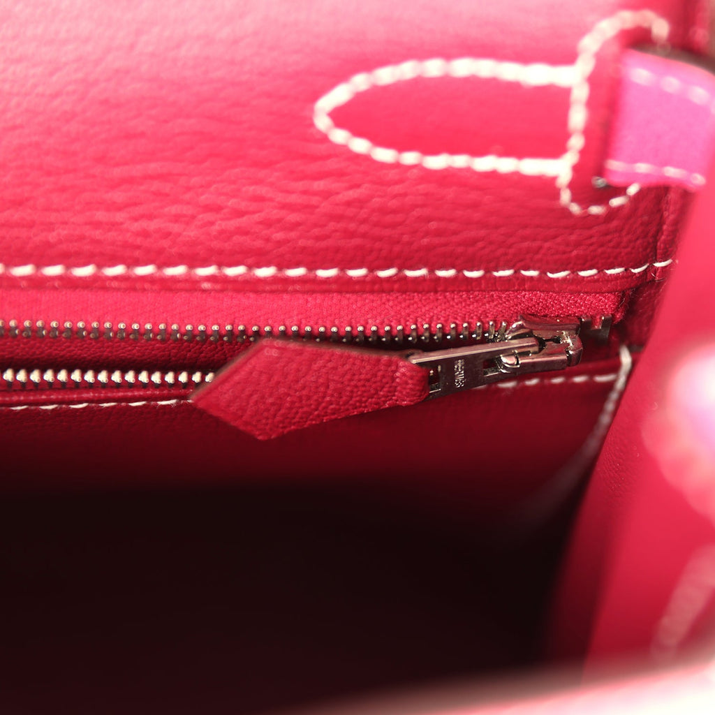 Hermes Kelly Retourne 28 Rose Tyrien Candy Epsom Palladium Hardware - Exclusu