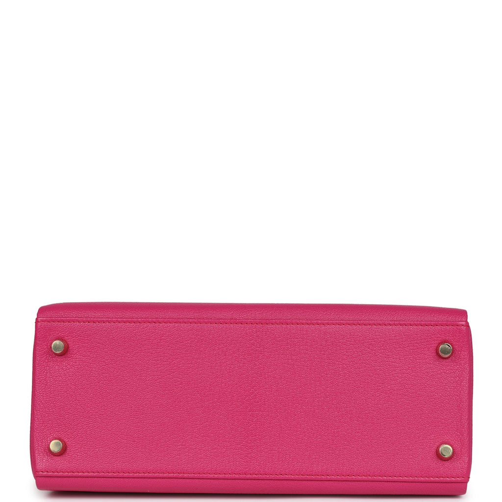 Hermes Kelly Retourne 28 Rose Shocking Chevre Gold Hardware - Exclusu