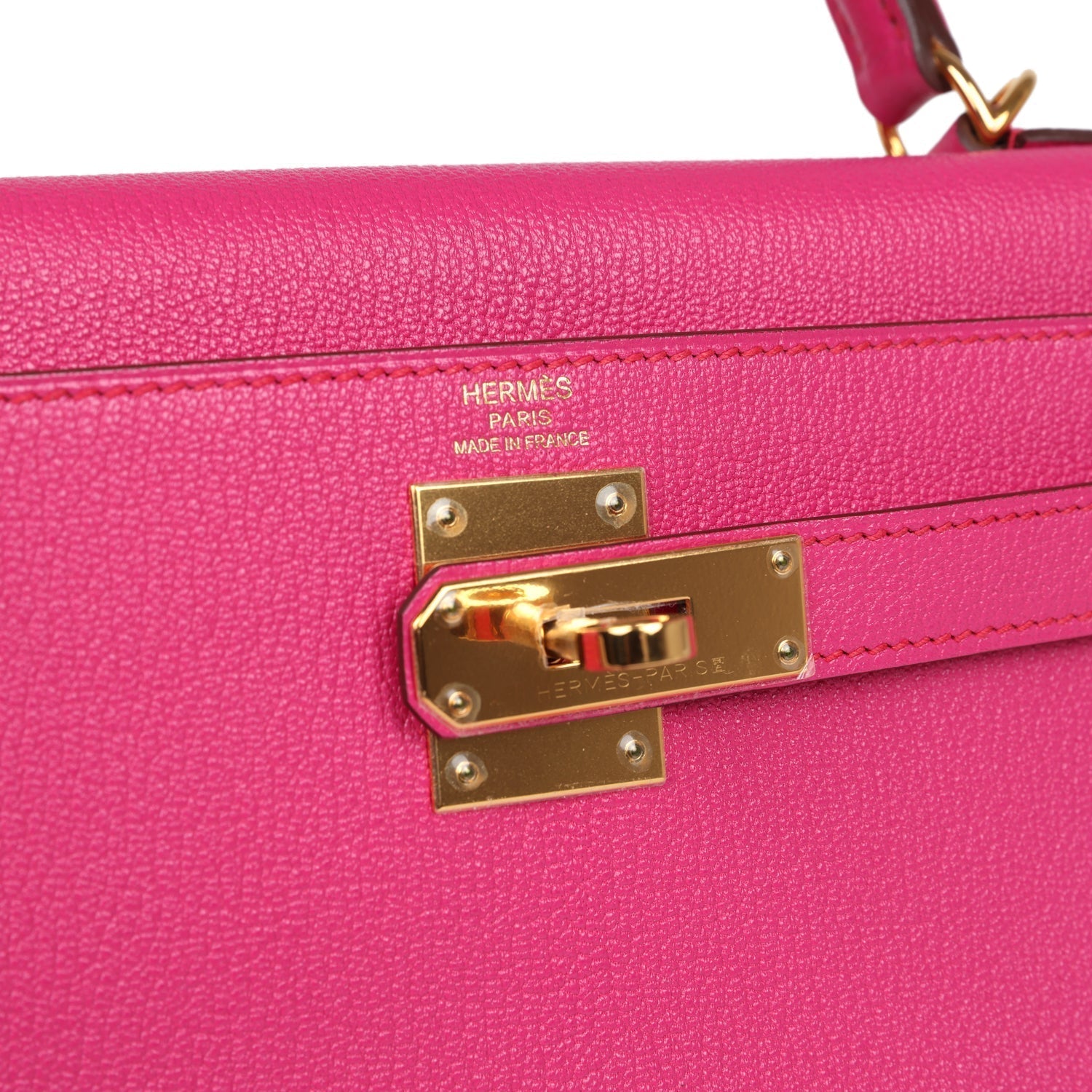 Hermes Kelly Retourne 28 Rose Shocking Chevre Gold Hardware - Exclusu