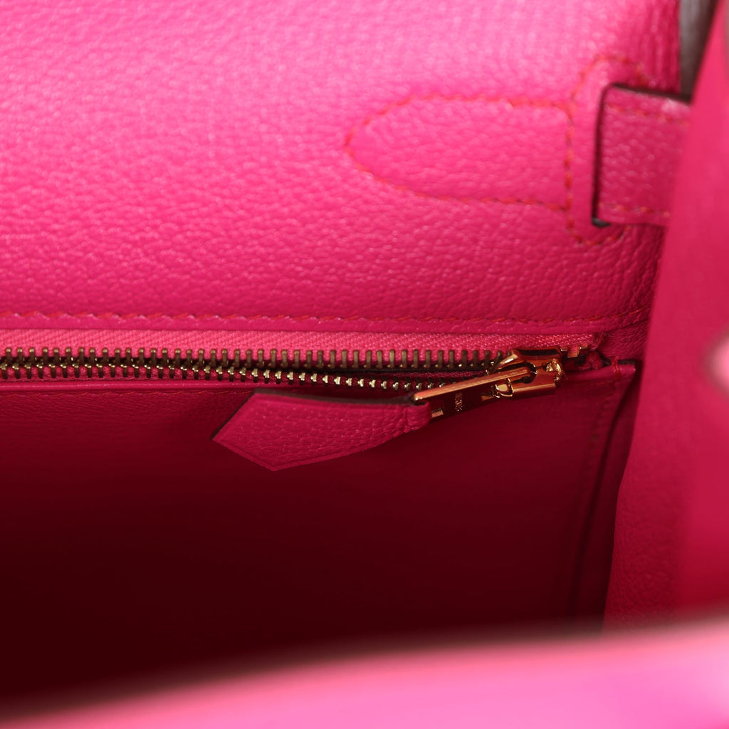 Hermes Kelly Retourne 28 Rose Shocking Chevre Gold Hardware - Exclusu