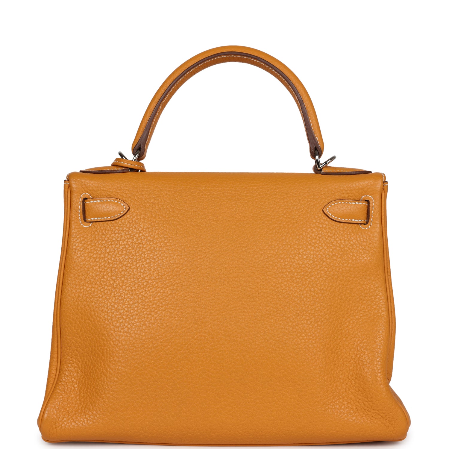 Hermes Kelly Retourne 28 Moutarde Clemence Palladium Hardware - Exclusu