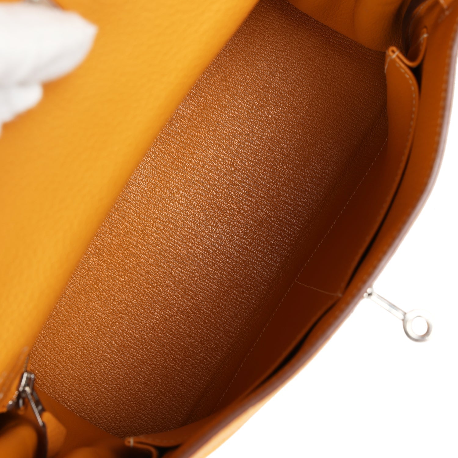 Hermes Kelly Retourne 28 Moutarde Clemence Palladium Hardware - Exclusu