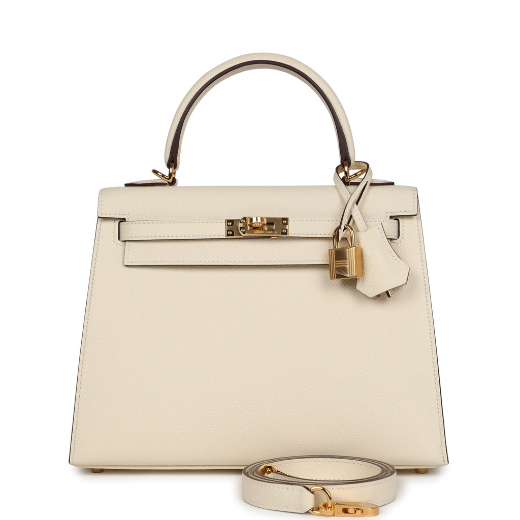 Hermes Kelly Sellier 25 Nata Epsom Gold Hardware - Exclusu