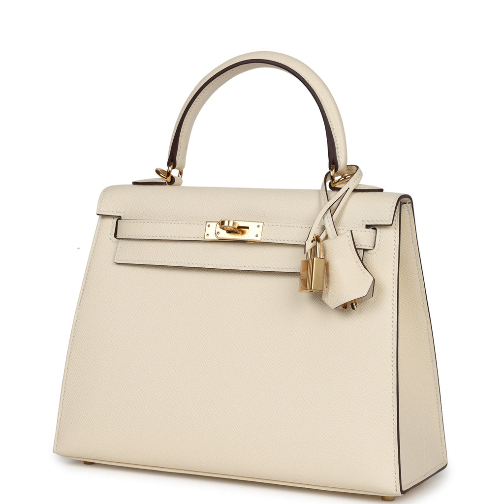 Hermes Kelly Sellier 25 Nata Epsom Gold Hardware - Exclusu