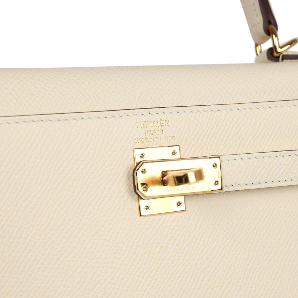 Hermes Kelly Sellier 25 Nata Epsom Gold Hardware - Exclusu