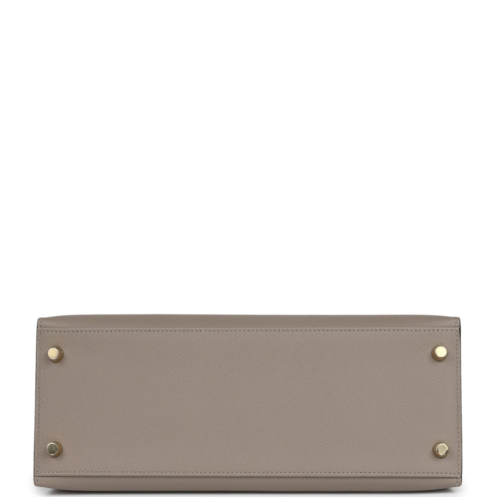 Hermes Special Order (HSS) Kelly Sellier 28 Gris Asphalte Verso Epsom Brushed Gold Hardware - Exclusu