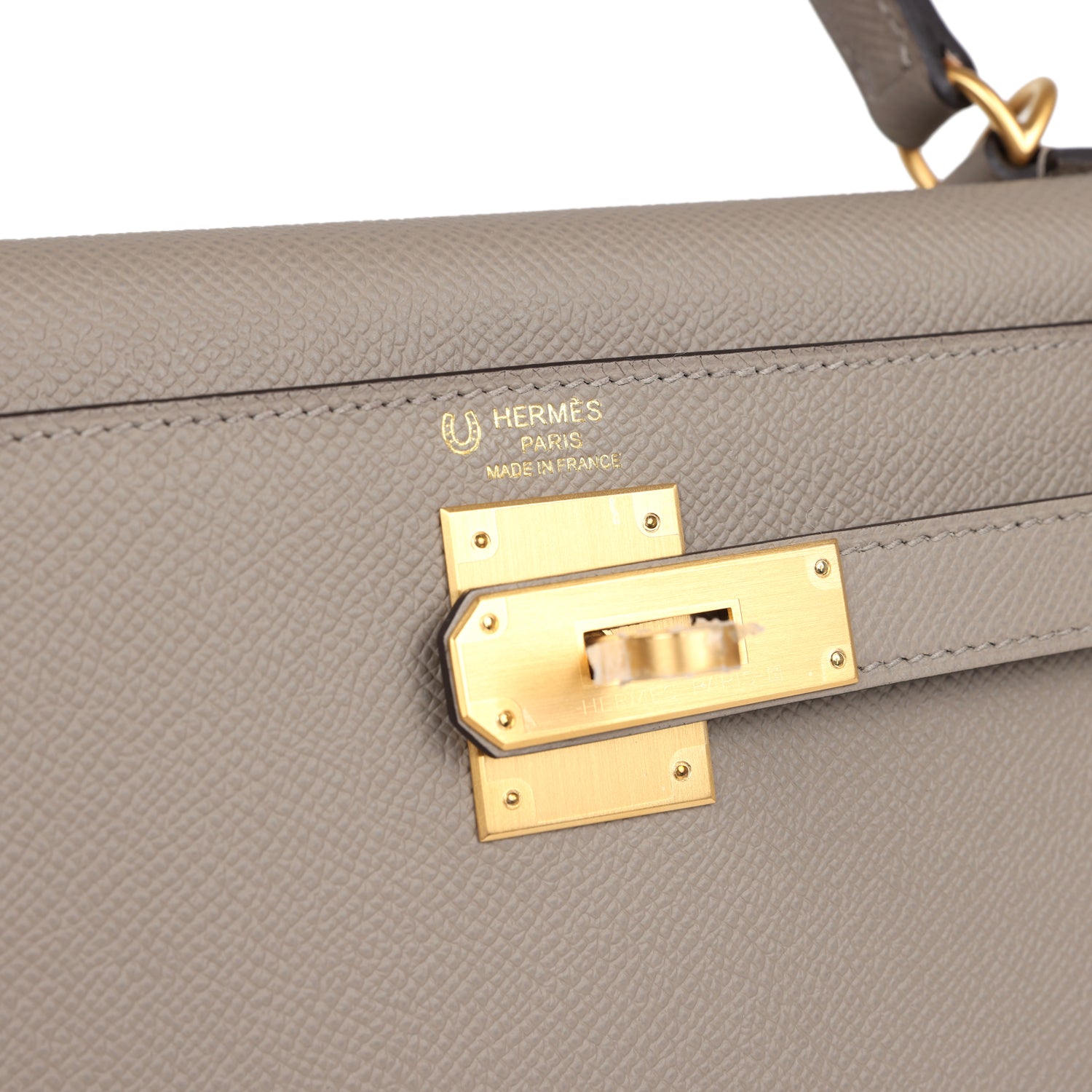Hermes Special Order (HSS) Kelly Sellier 28 Gris Asphalte Verso Epsom Brushed Gold Hardware - Exclusu