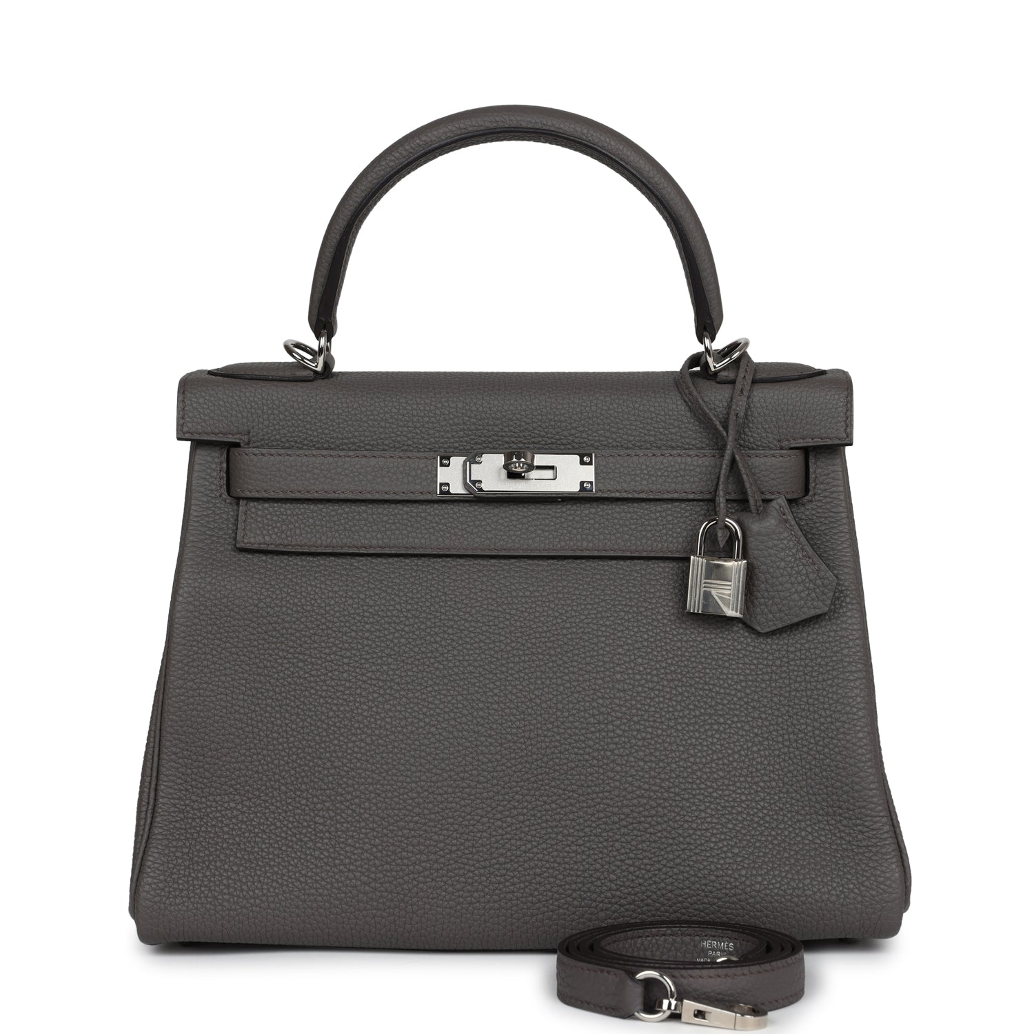 Hermes Kelly Retourne 28 Etain Togo Palladium Hardware - Exclusu