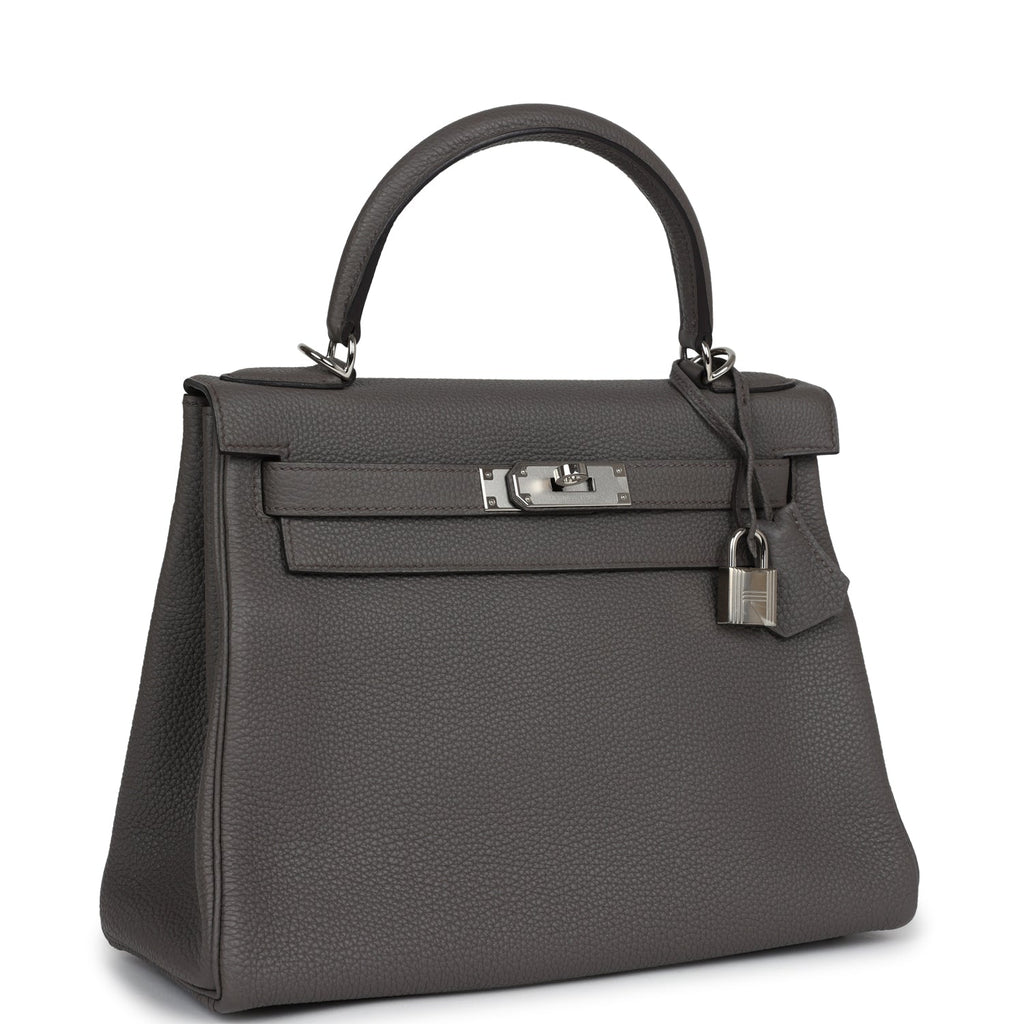 Hermes Kelly Retourne 28 Etain Togo Palladium Hardware - Exclusu