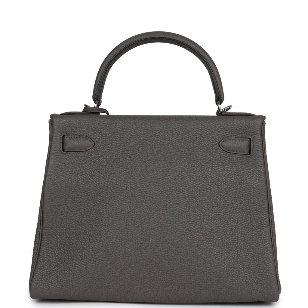 Hermes Kelly Retourne 28 Etain Togo Palladium Hardware - Exclusu