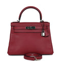 Hermes Kelly Retourne 28 Rouge Grenat Evercolor Palladium Hardware - Exclusu