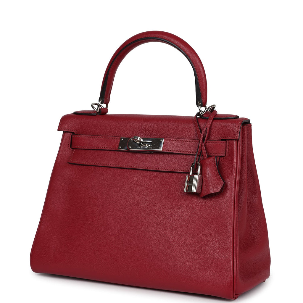 Hermes Kelly Retourne 28 Rouge Grenat Evercolor Palladium Hardware - Exclusu