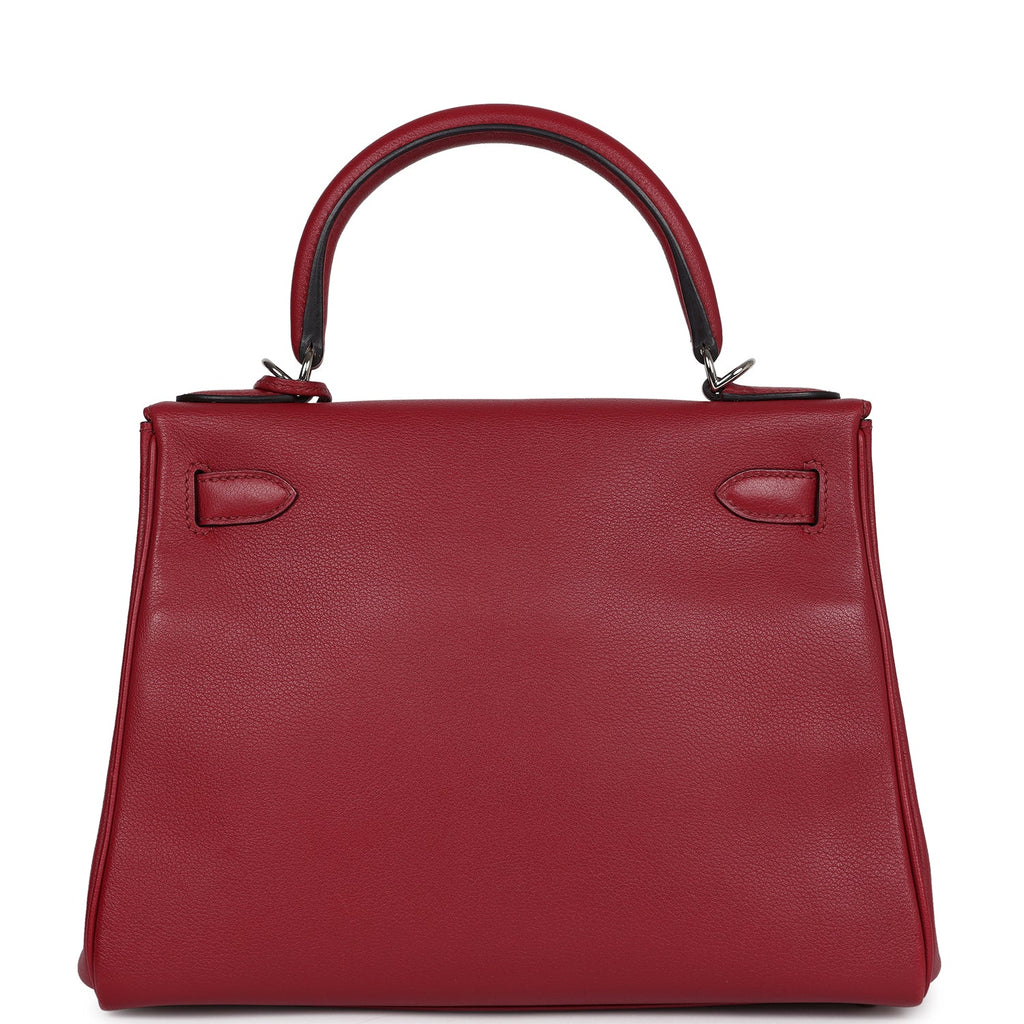 Hermes Kelly Retourne 28 Rouge Grenat Evercolor Palladium Hardware - Exclusu
