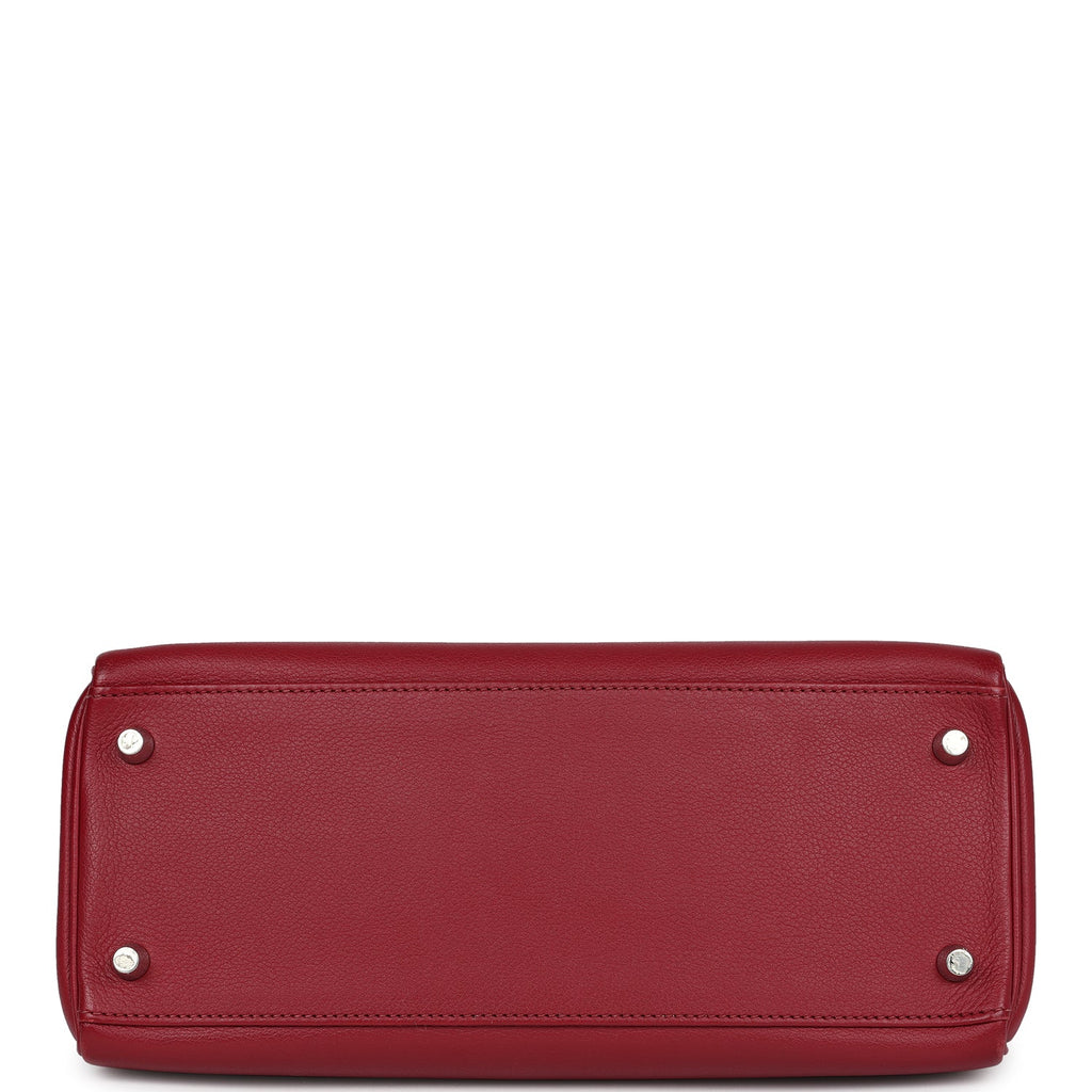 Hermes Kelly Retourne 28 Rouge Grenat Evercolor Palladium Hardware - Exclusu