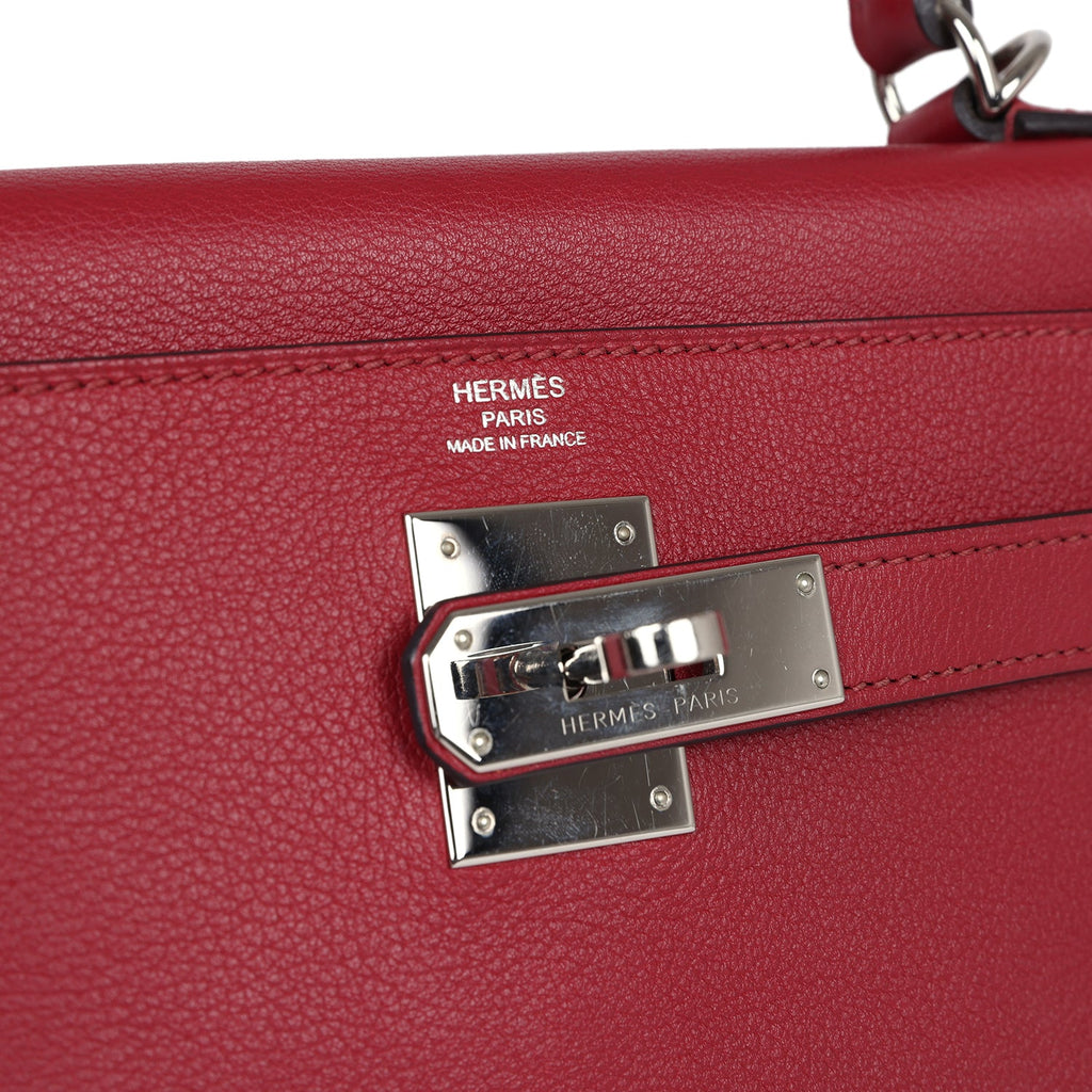 Hermes Kelly Retourne 28 Rouge Grenat Evercolor Palladium Hardware - Exclusu