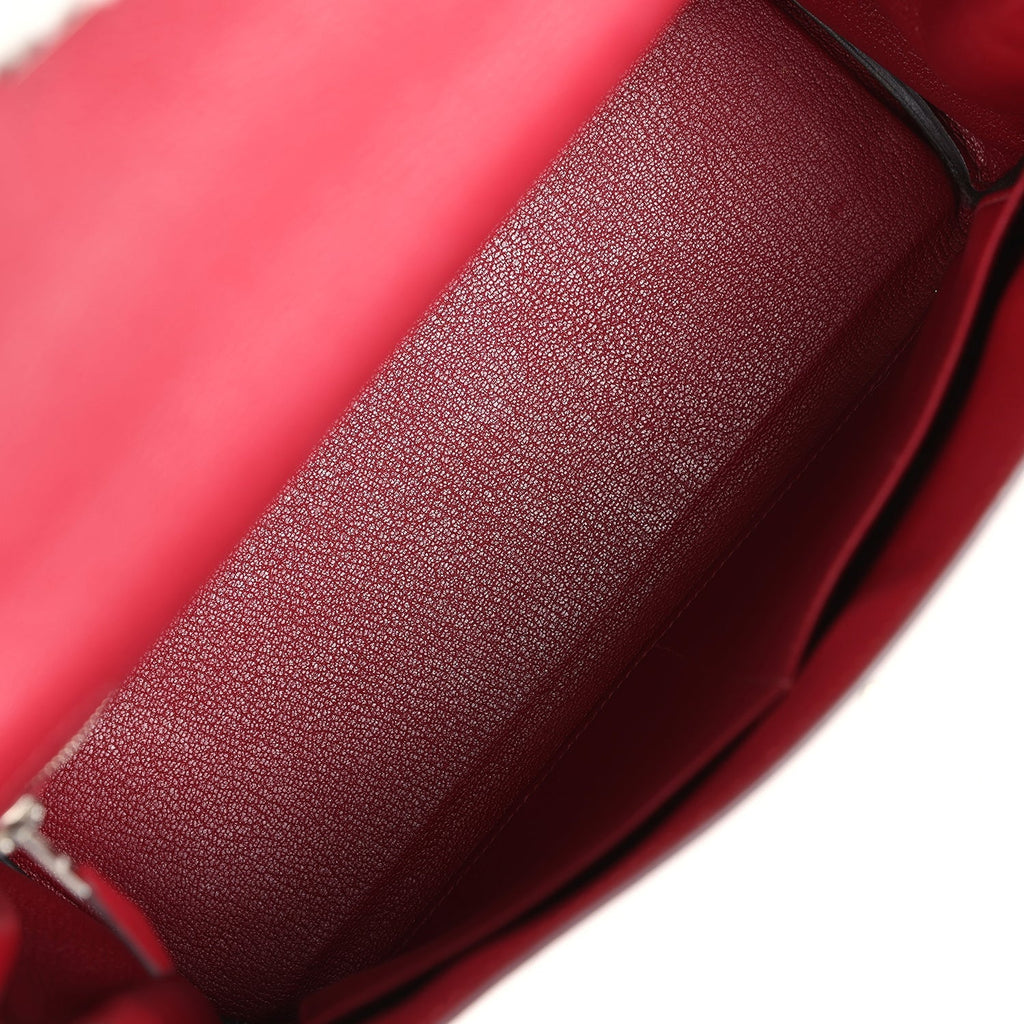 Hermes Kelly Retourne 28 Rouge Grenat Evercolor Palladium Hardware - Exclusu