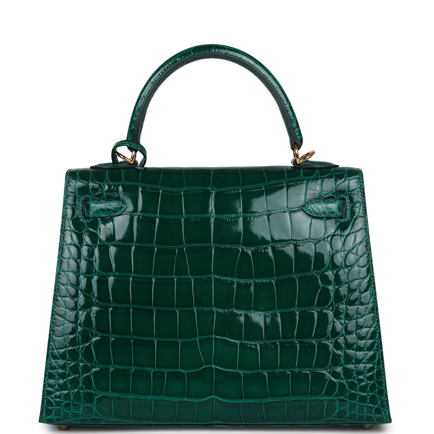 Hermes Kelly Sellier 25 Emerald Shiny Alligator Gold Hardware - Exclusu
