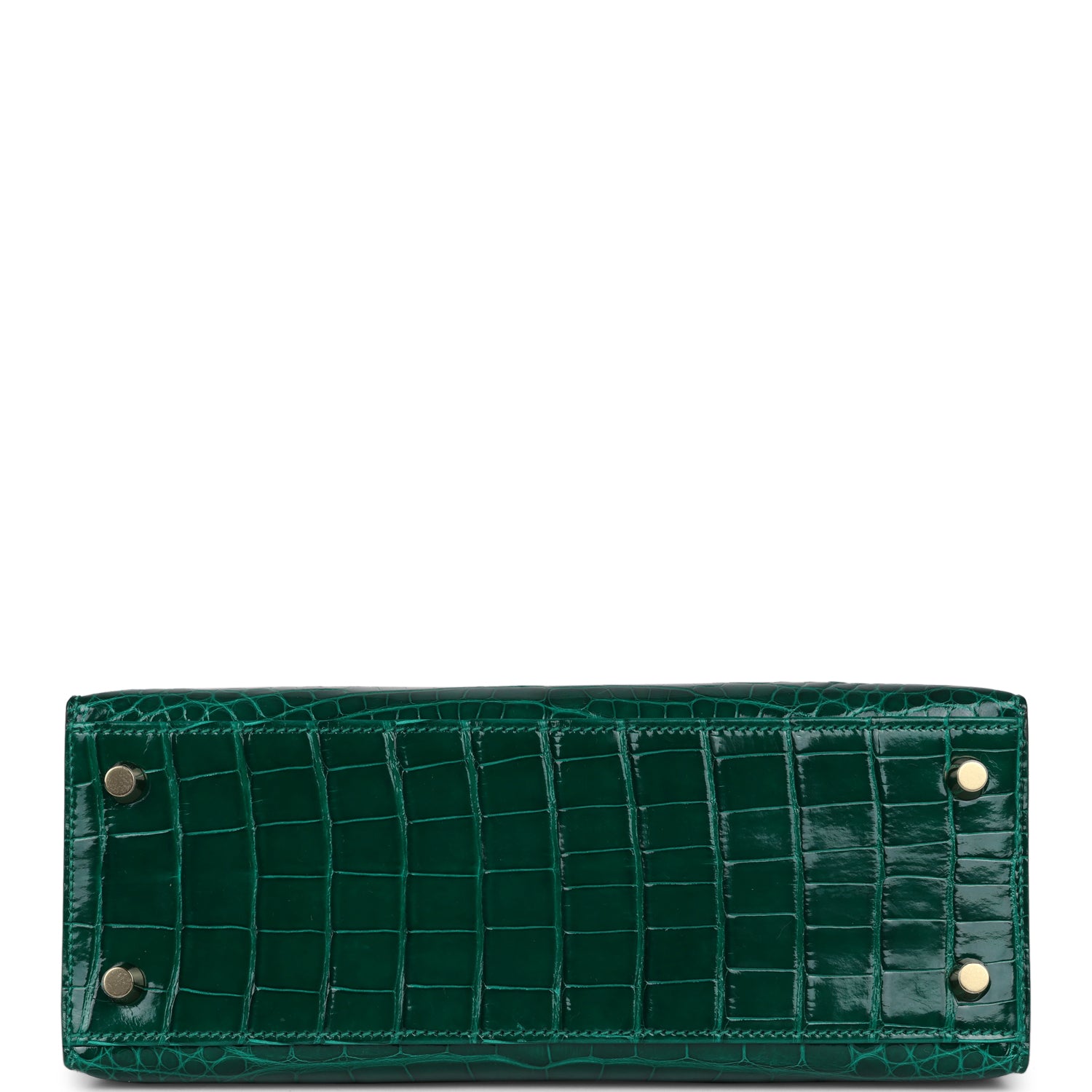 Hermes Kelly Sellier 25 Emerald Shiny Alligator Gold Hardware - Exclusu