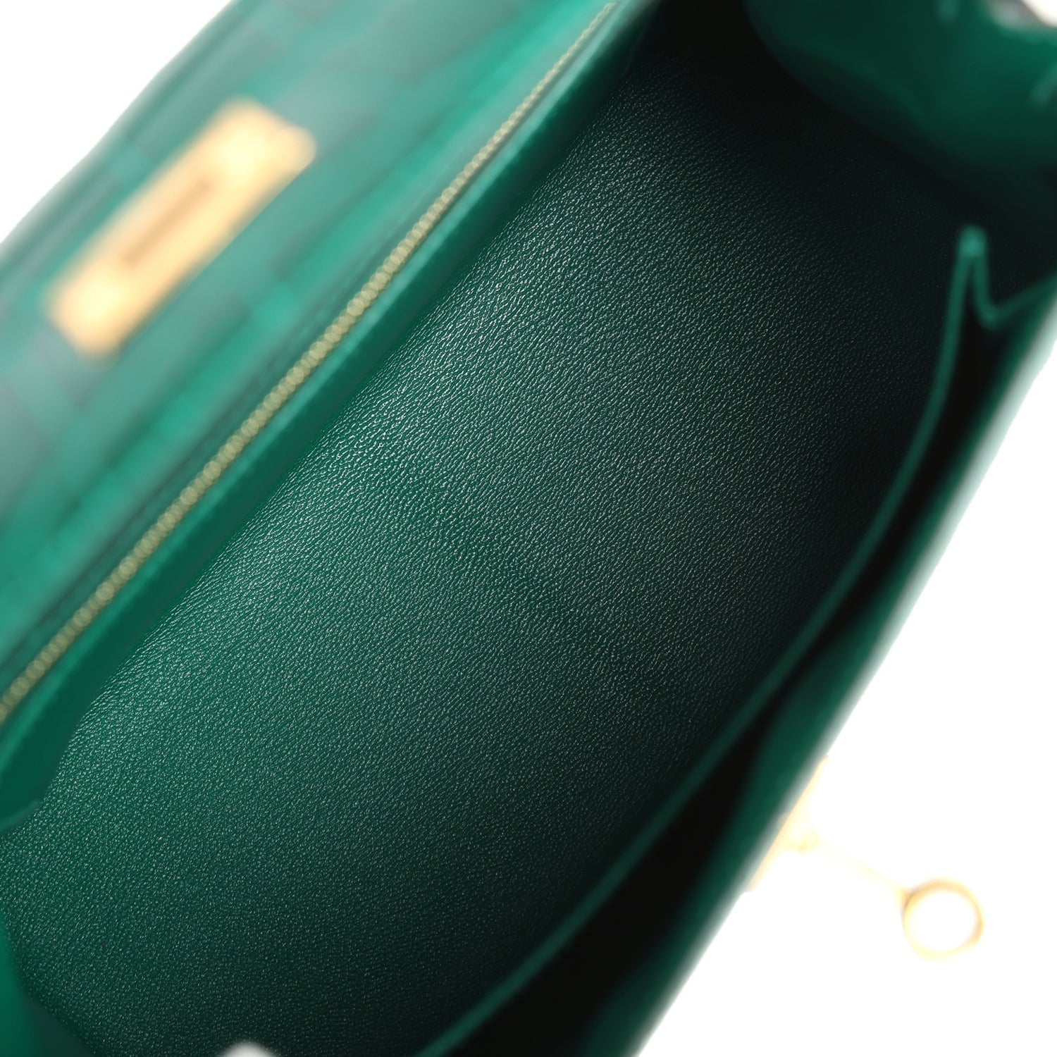 Hermes Kelly Sellier 25 Emerald Shiny Alligator Gold Hardware - Exclusu