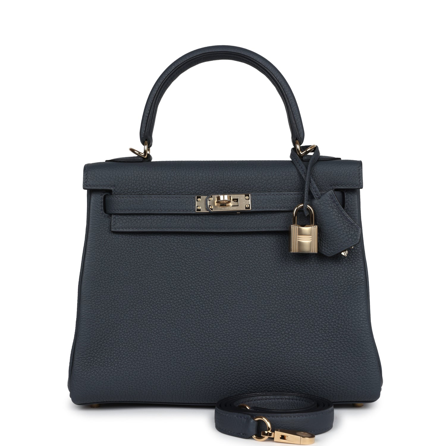Hermes Kelly Retourne 25 Gris Misty Togo Permabrass Hardware - Exclusu