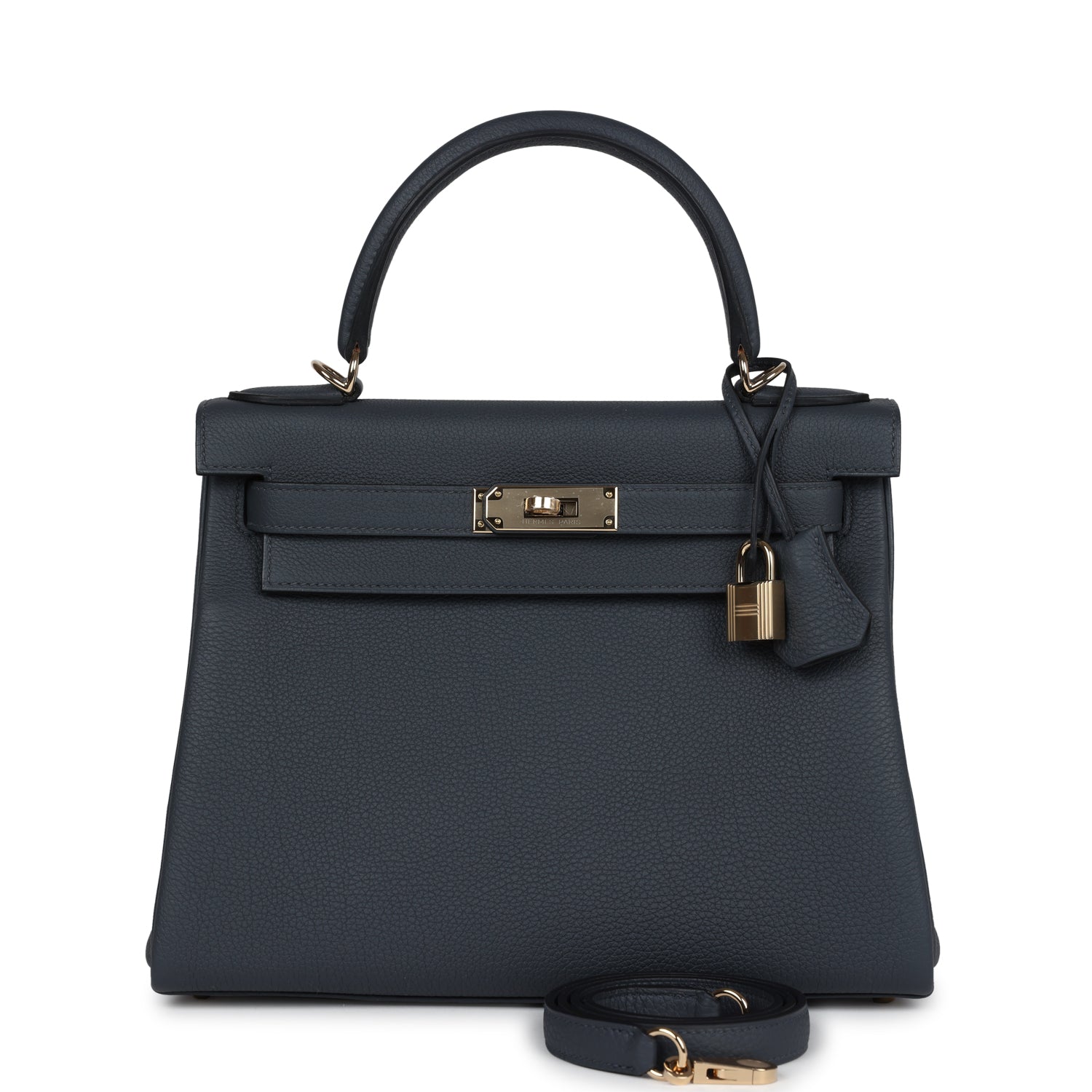 Hermes Kelly Retourne 28 Gris Misty Togo Permabrass Hardware - Exclusu