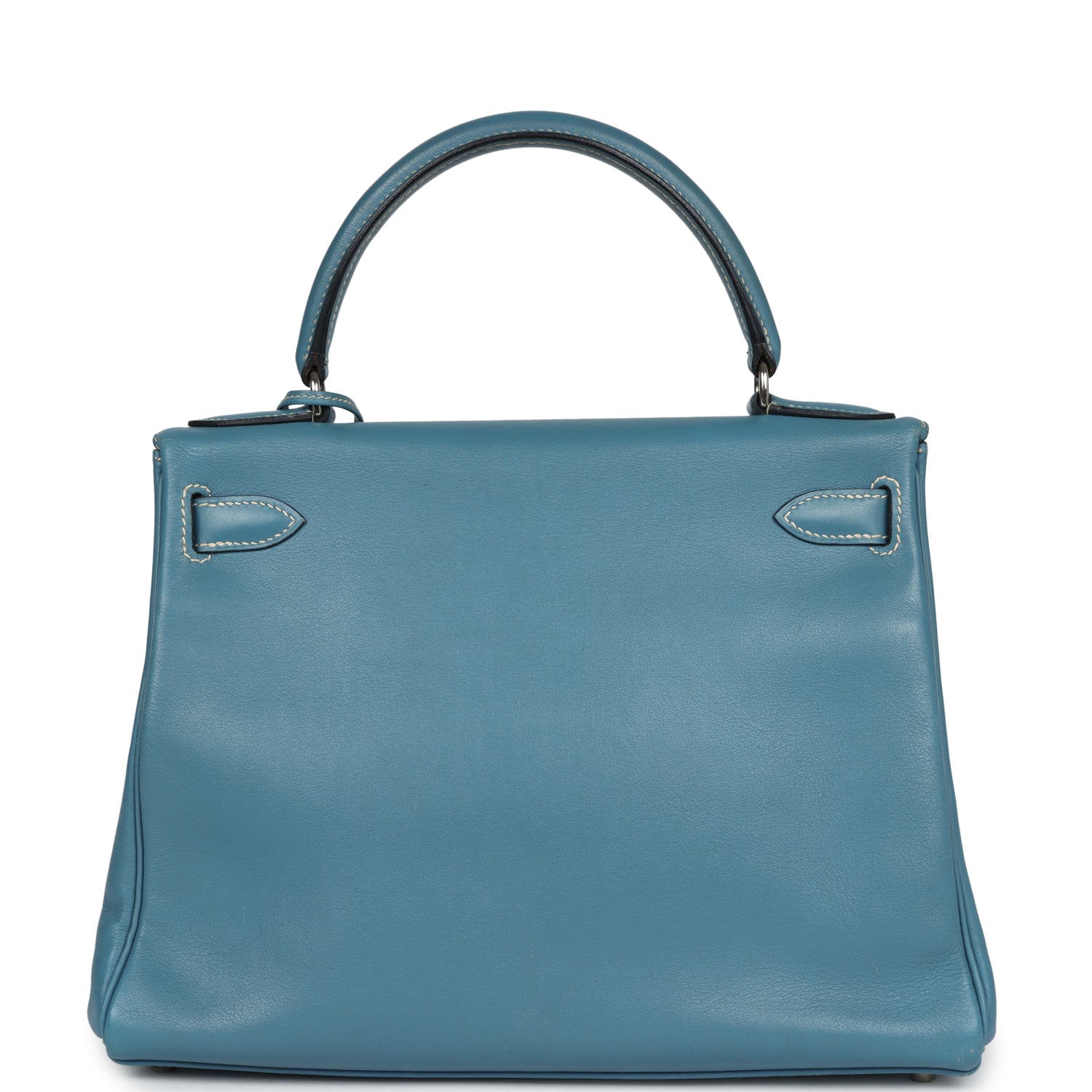 Hermes Kelly Retourne 28 Blue Jean Gulliver Palladium Hardware - Exclusu