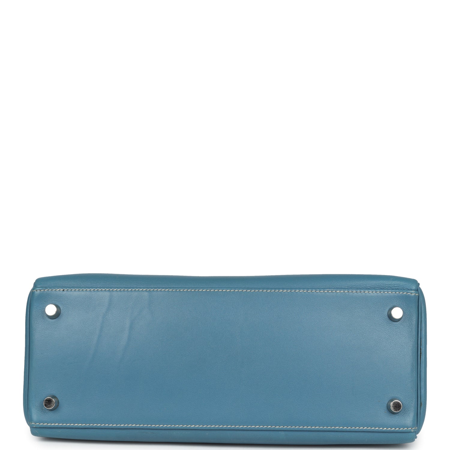 Hermes Kelly Retourne 28 Blue Jean Gulliver Palladium Hardware - Exclusu