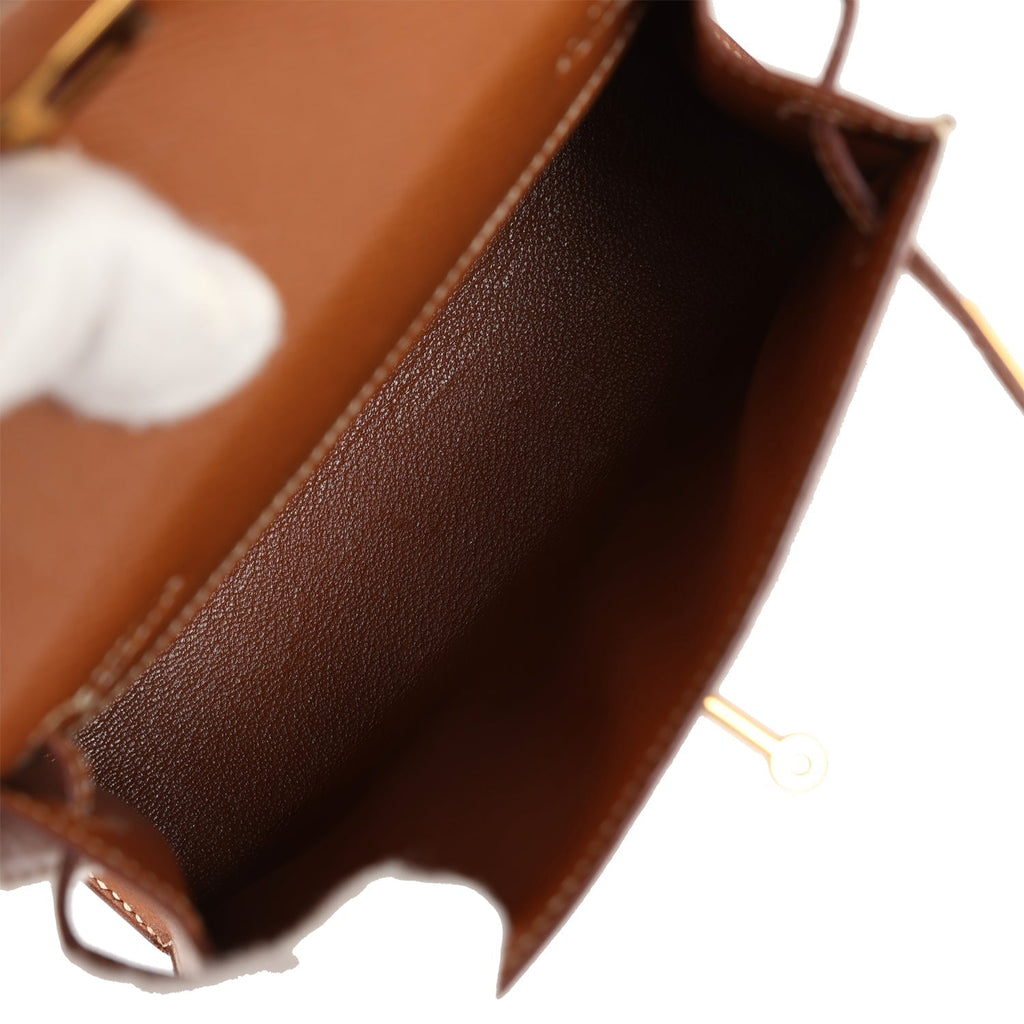 Hermes Micro Kelly Sellier 15 Gold Courchevel Gold Hardware - Exclusu