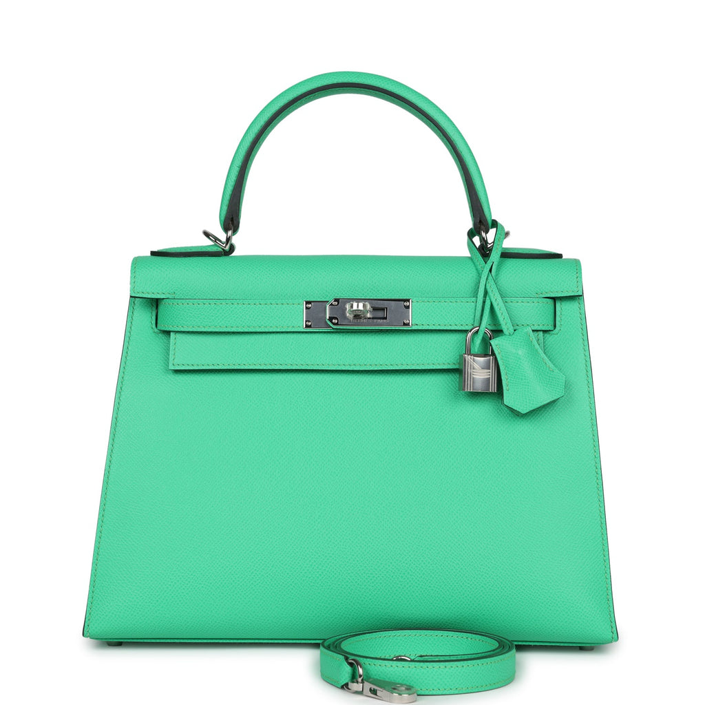 Hermes Kelly Sellier 28 Vert Comics Epsom Palladium Hardware - Exclusu