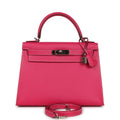Hermes Kelly Sellier 28 Rose Tyrien Epsom Palladium Hardware - Exclusu