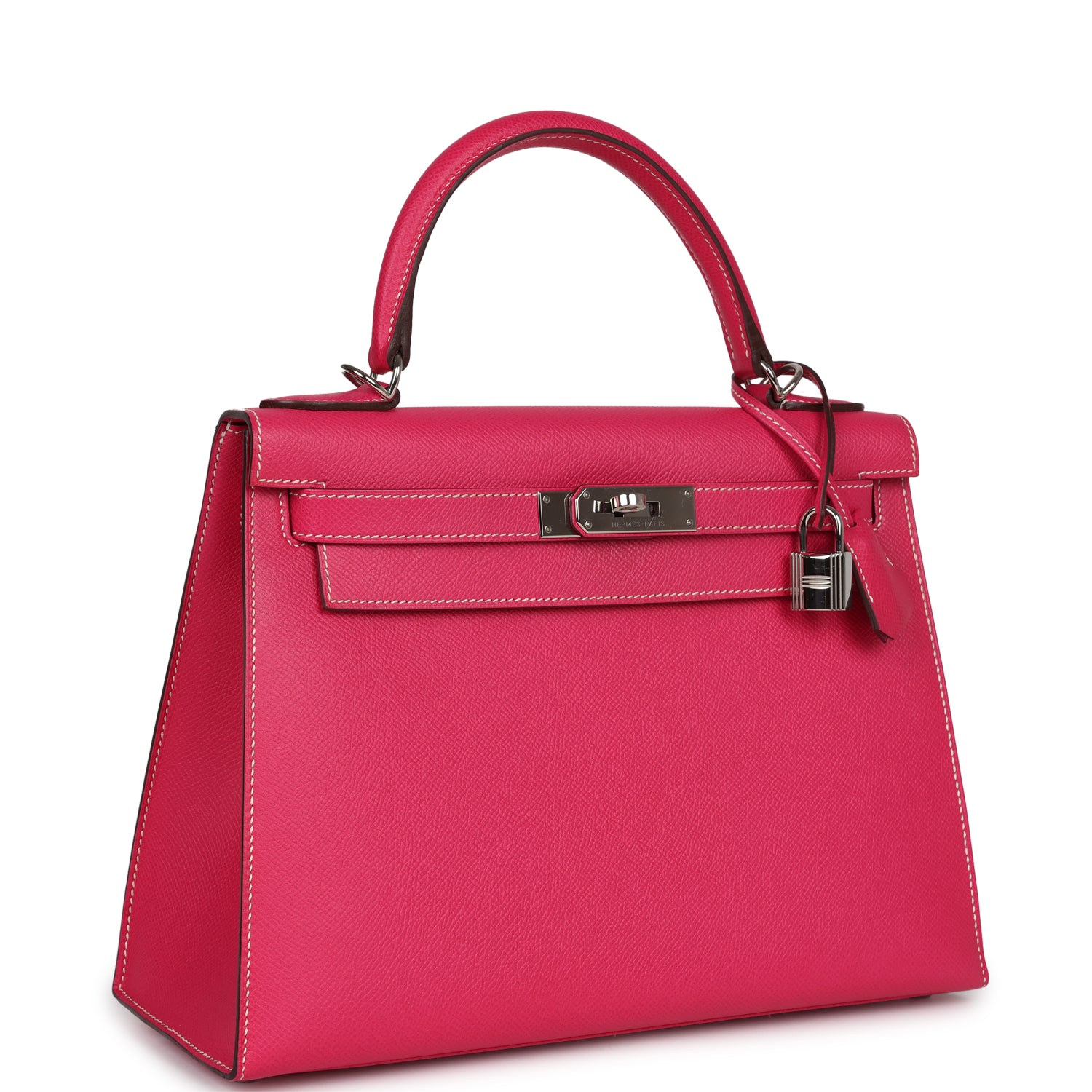 Hermes Kelly Sellier 28 Rose Tyrien Epsom Palladium Hardware - Exclusu