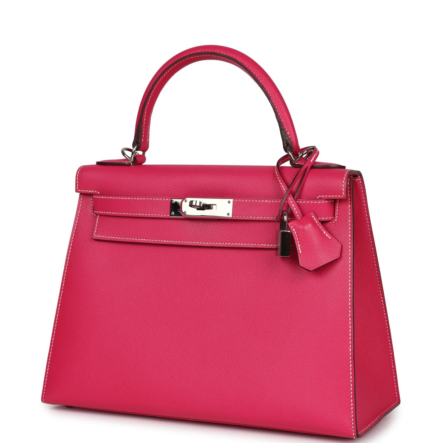 Hermes Kelly Sellier 28 Rose Tyrien Epsom Palladium Hardware - Exclusu