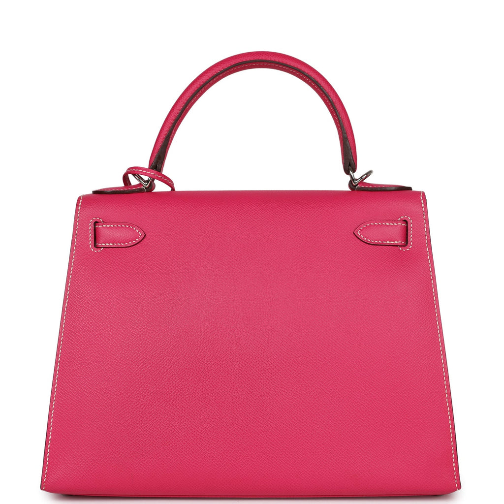 Hermes Kelly Sellier 28 Rose Tyrien Epsom Palladium Hardware - Exclusu
