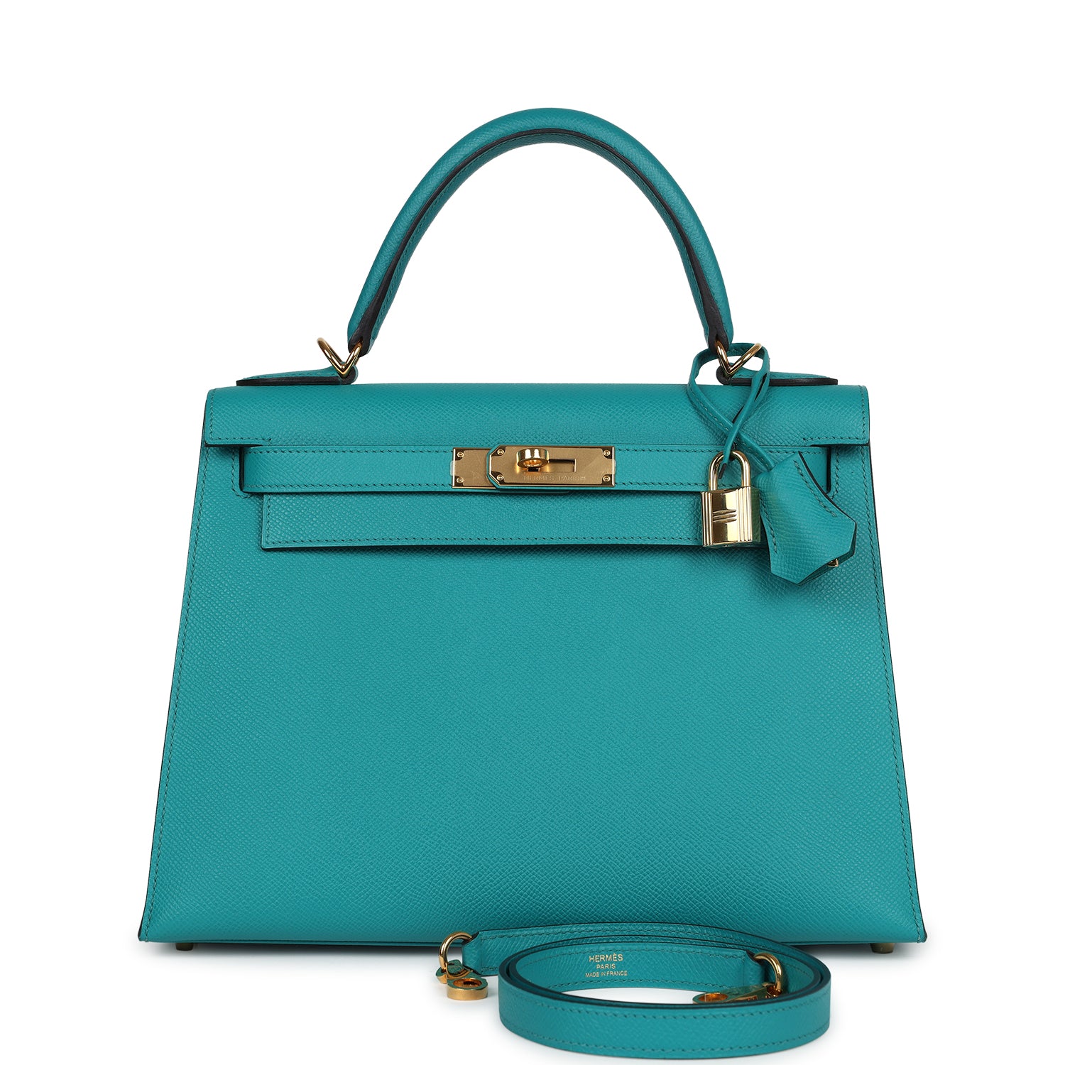 Hermes Kelly Sellier 28 Vert Verone Epsom Gold Hardware - Exclusu