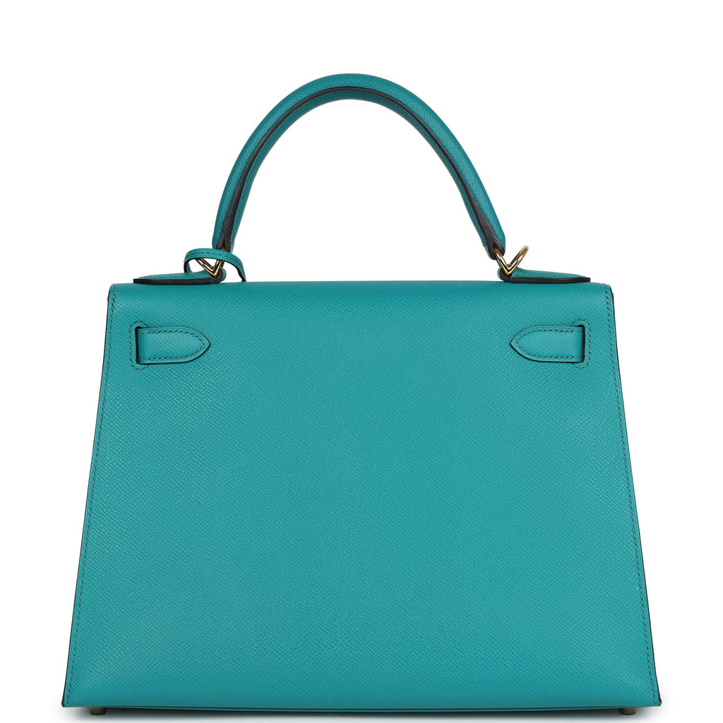 Hermes Kelly Sellier 28 Vert Verone Epsom Gold Hardware - Exclusu