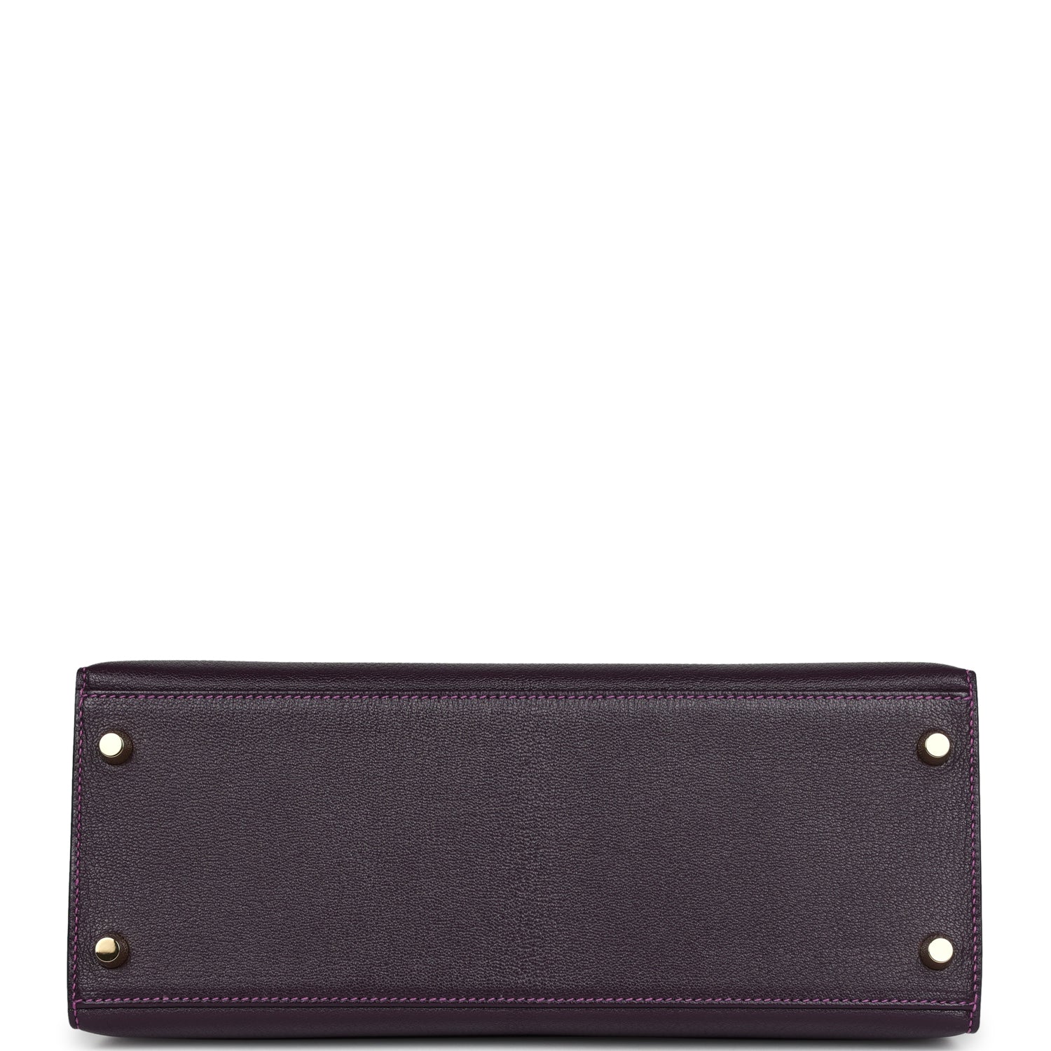 Hermes Special Order (HSS) Kelly Sellier 28 Raisin Verso Chevre Brushed Gold Hardware - Exclusu