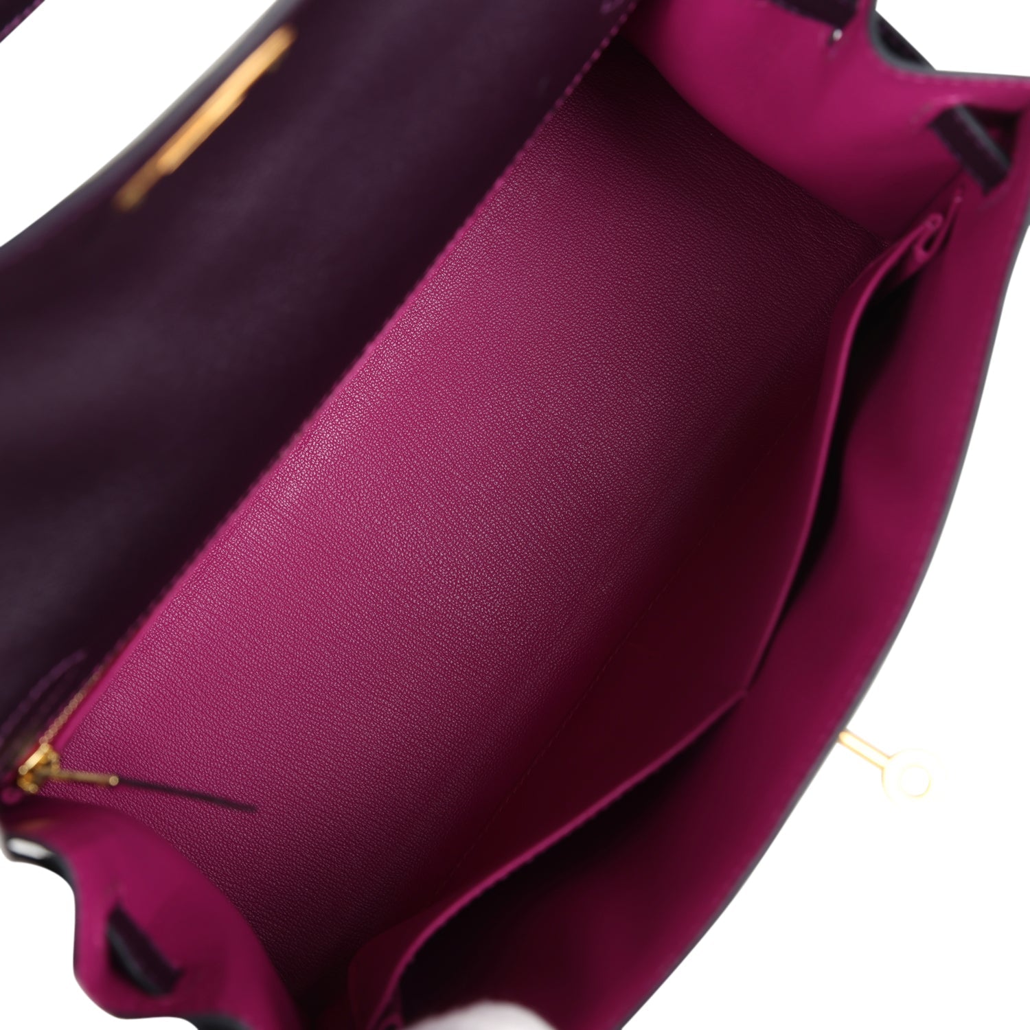 Hermes Special Order (HSS) Kelly Sellier 28 Raisin Verso Chevre Brushed Gold Hardware - Exclusu